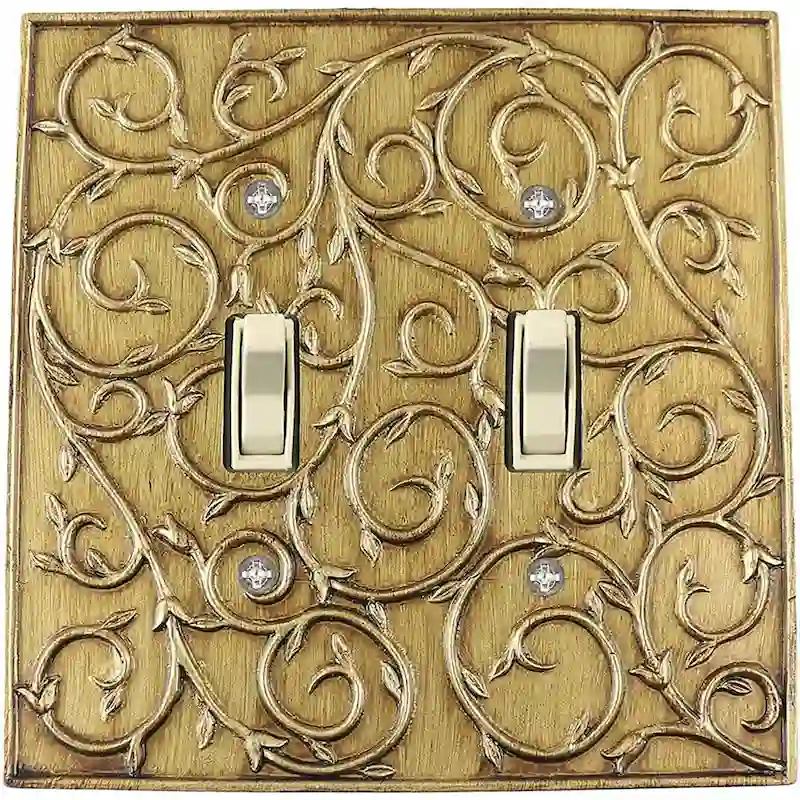 Meriville French Scroll 2 Toggle Wallplate, Double Switch Electrical Cover Plate