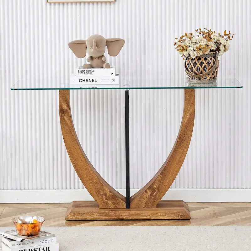 Modern and simple rectangular glass console table