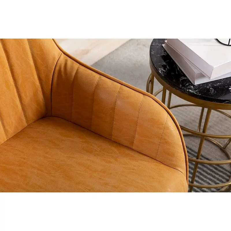 Home Beyond Synthetic Leather Dining Chairs Set of 2, Yellow Tan