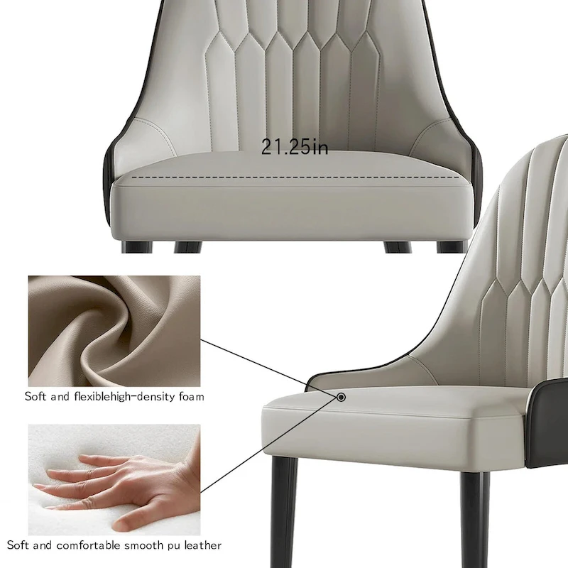 Dining Chair Modern Accent Chairs Faux Leather Side Chairs (Set of 4)