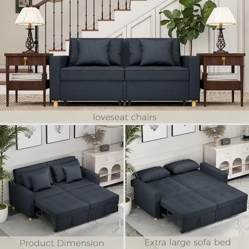 AECOJOY 3-in-1 Sofa Bed Double Sleeper Chair Bed