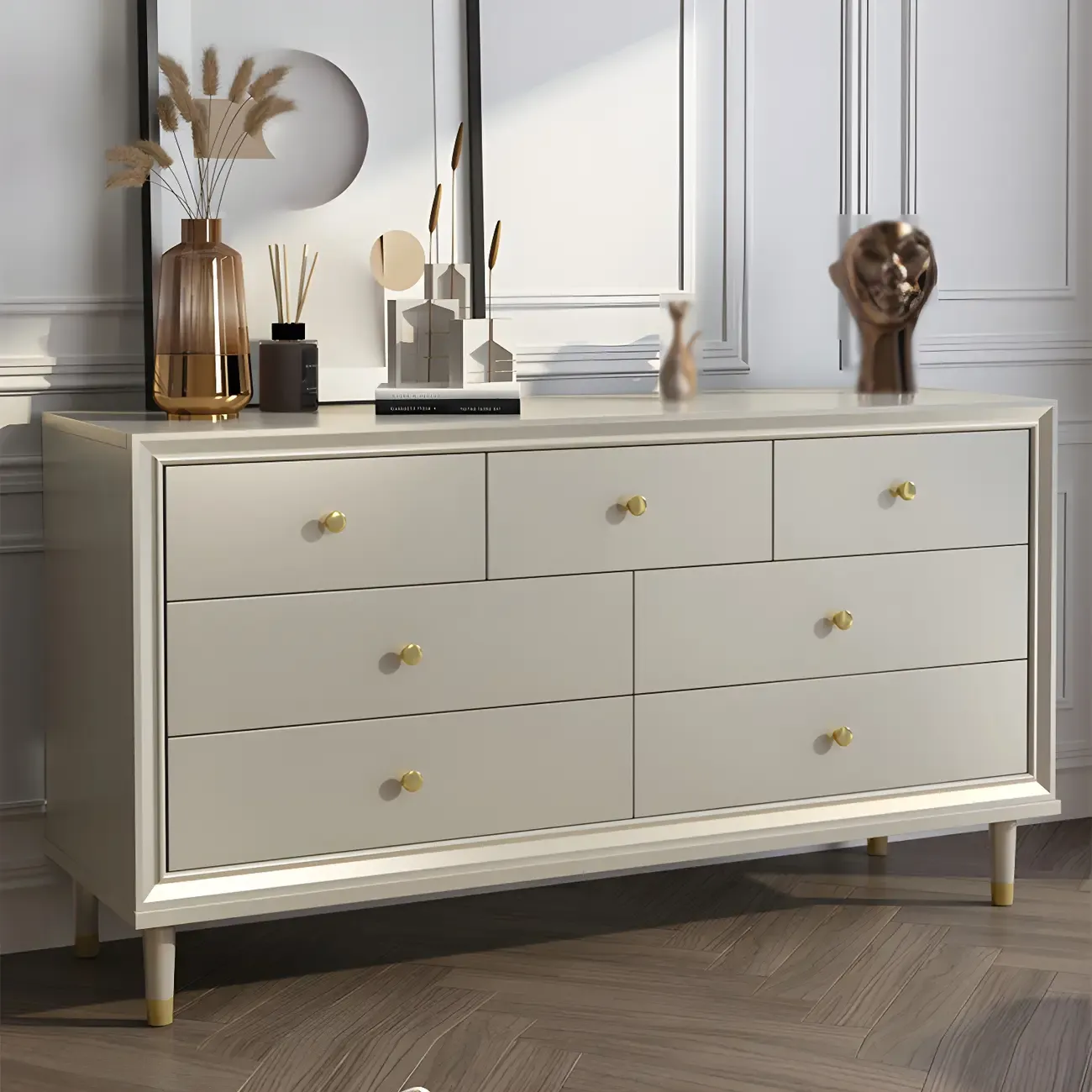 Elegant Off-White Wooden Dressers & Chests with Drawers
