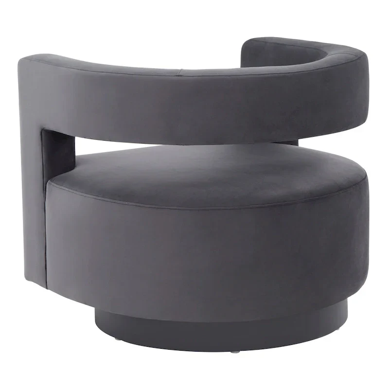 Upholstered Swivel Chair with Cut-Out Back