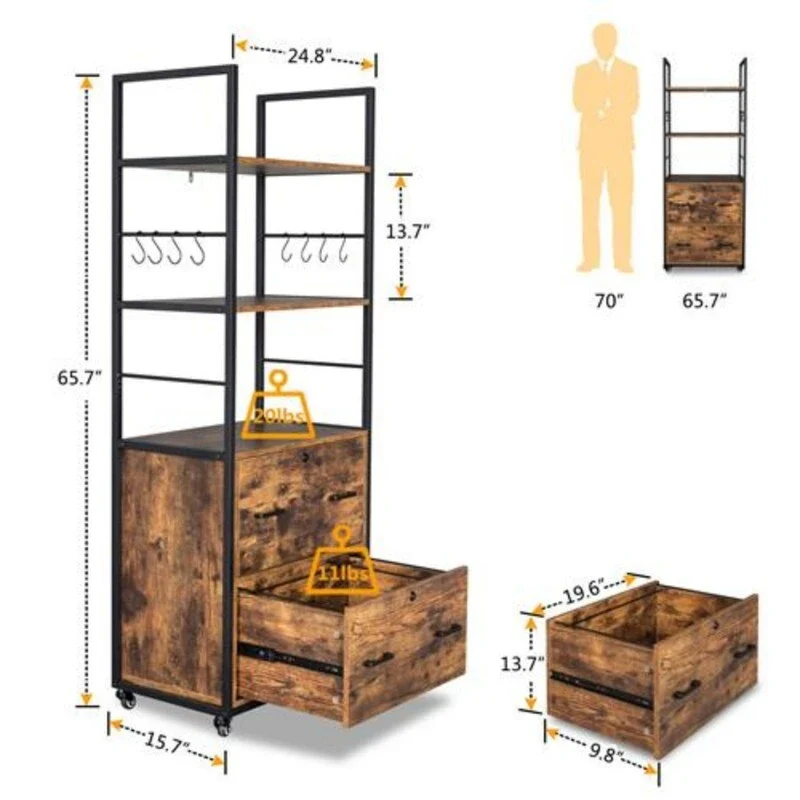 File Cabinet with 2 Drawer and 2 Shelves