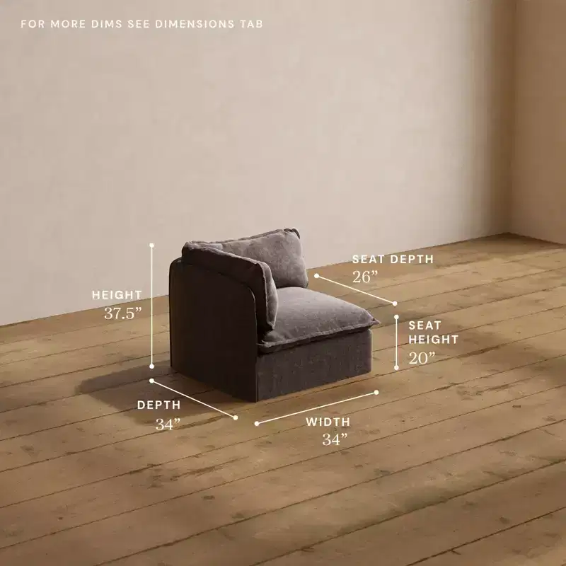 Upholstered Modular Left Arm Sectional Chair, Seats 1