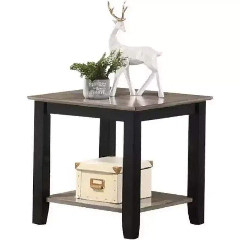 Simple Modern Look Wooden 1pc End Table Living Room Sofa Side Table Solid Rubberwood