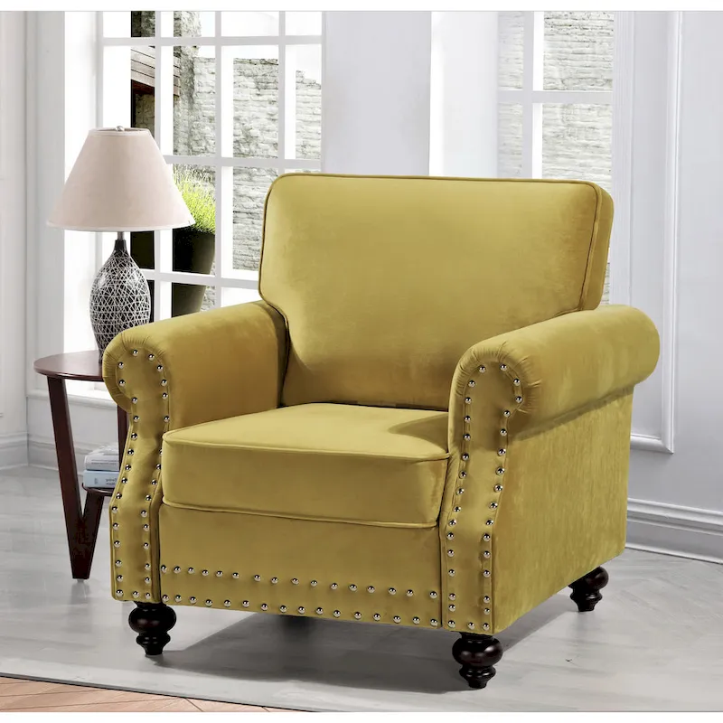 Suffield Velvet Nailhead Armchair