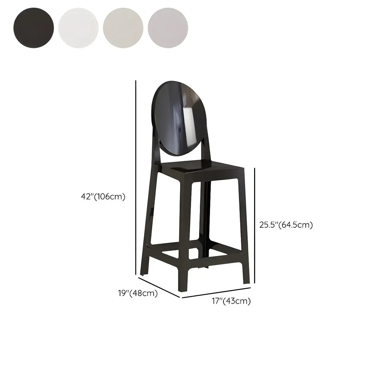 Modern Acrylic Smooth Elegant Circular Backrest Bar Stool