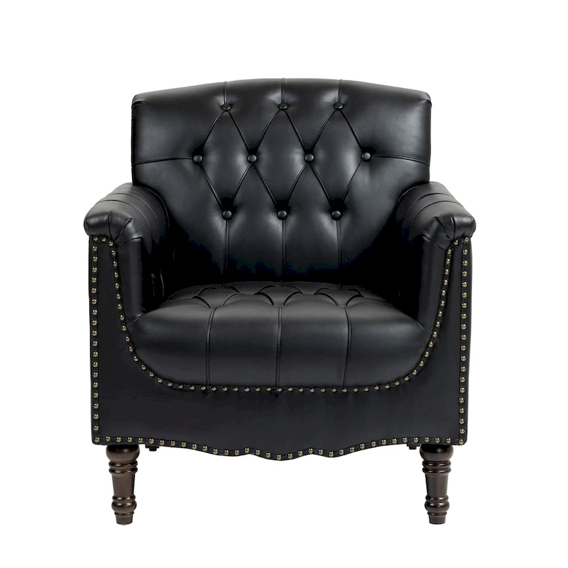 Tufted Vegan Leather Accent Chair Upholstered Armchair