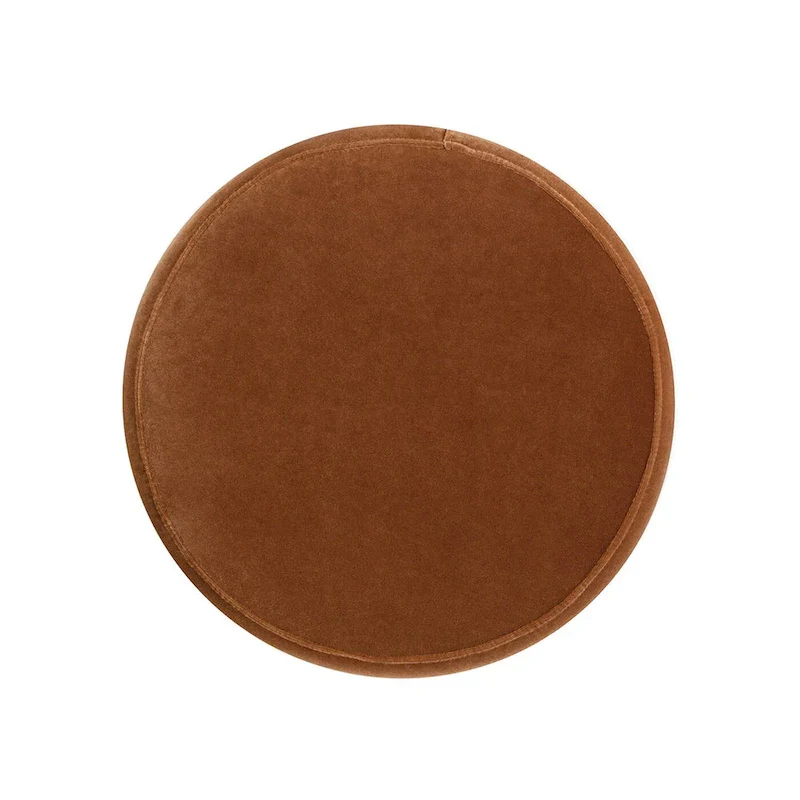 Edward 17.5 Round Upholstered Ottoman with Gold Bullion Fringe