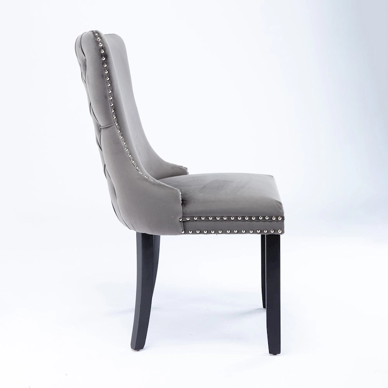 Wing-Back Dining Chair with Backstitching Nailhead Trim