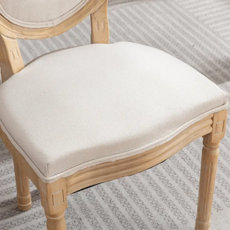 Solid Wood Dining Chair with Linen Upholstery, Set of 2