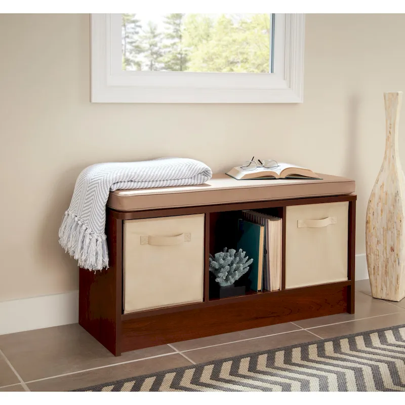 Porch & Den Southbrook 3-cube Storage Bench with Tan Cushion