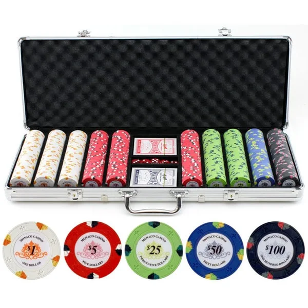 13.5-gram 500-piece Monaco Casino Clay Poker Chips Set