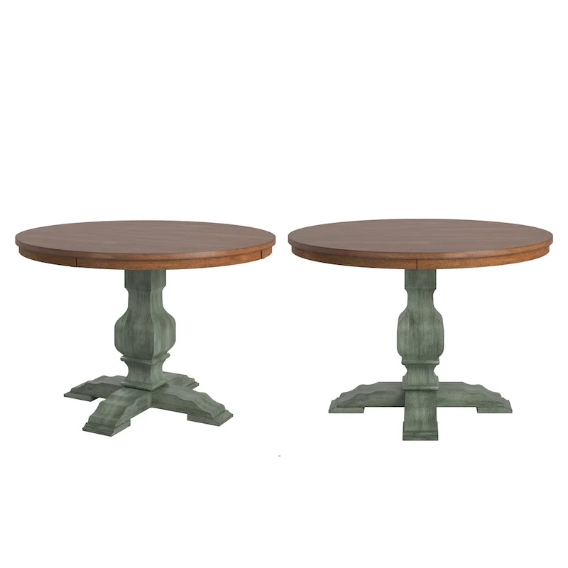 Ronda Two-Tone Round Solid Wood Top Dining Table