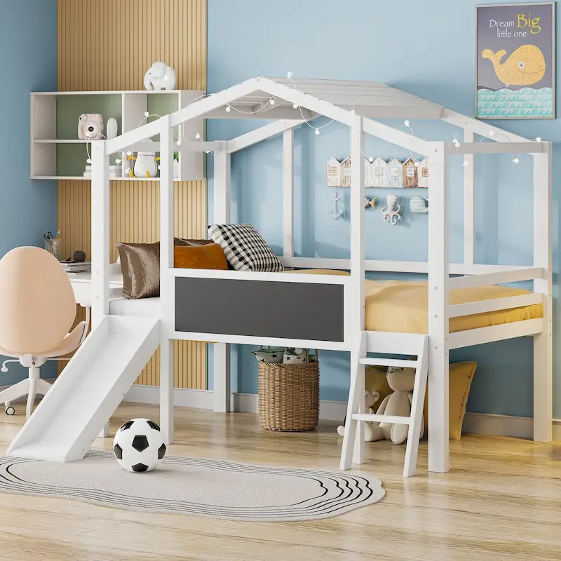 Twin Loft House Bed with Slide