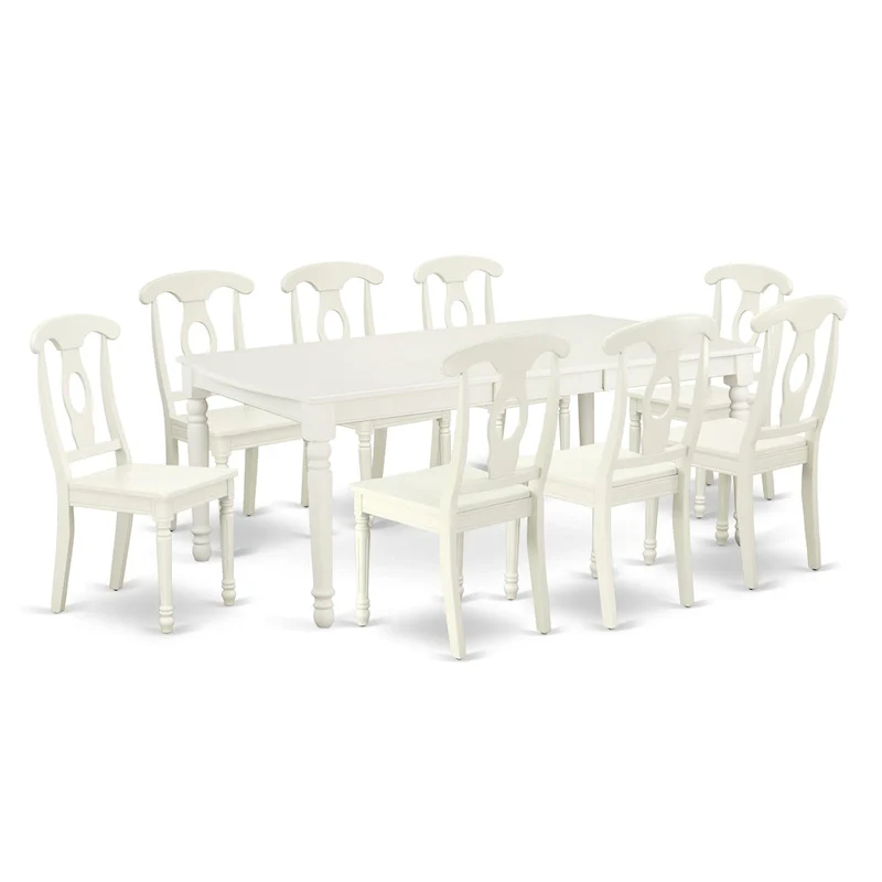 East West Furniture Dining Set- a Rectangle Dining Table and Kitchen Chairs, Linen White (Pieces Option)