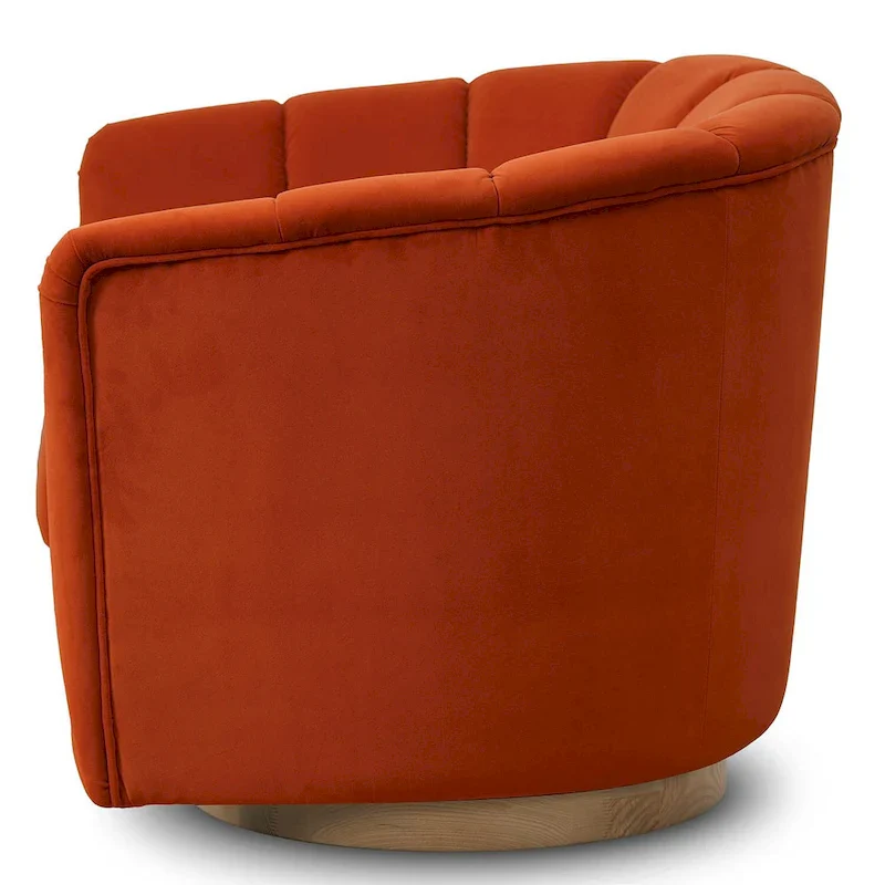 Fabric Swivel Chair with 360 Rotation, Wooden Base and 350lb Weight Capacity
