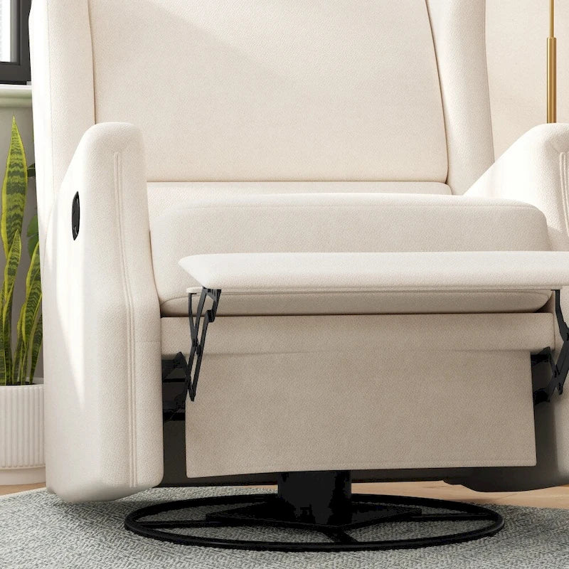 Wingback Manual Recliner Swivel Glider, Cream/Light Gray/Dark Gray, 3-Position, Seats 1