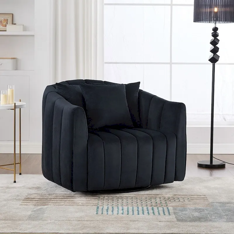 40.35W Upholstered Oversized 360 Swivel Accent Barrel Chair