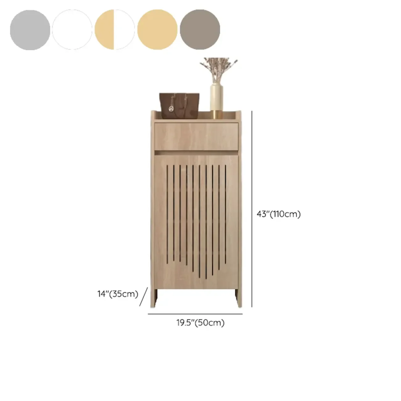 Modern Slim Wood Beige Entryway Shoe Cabinet