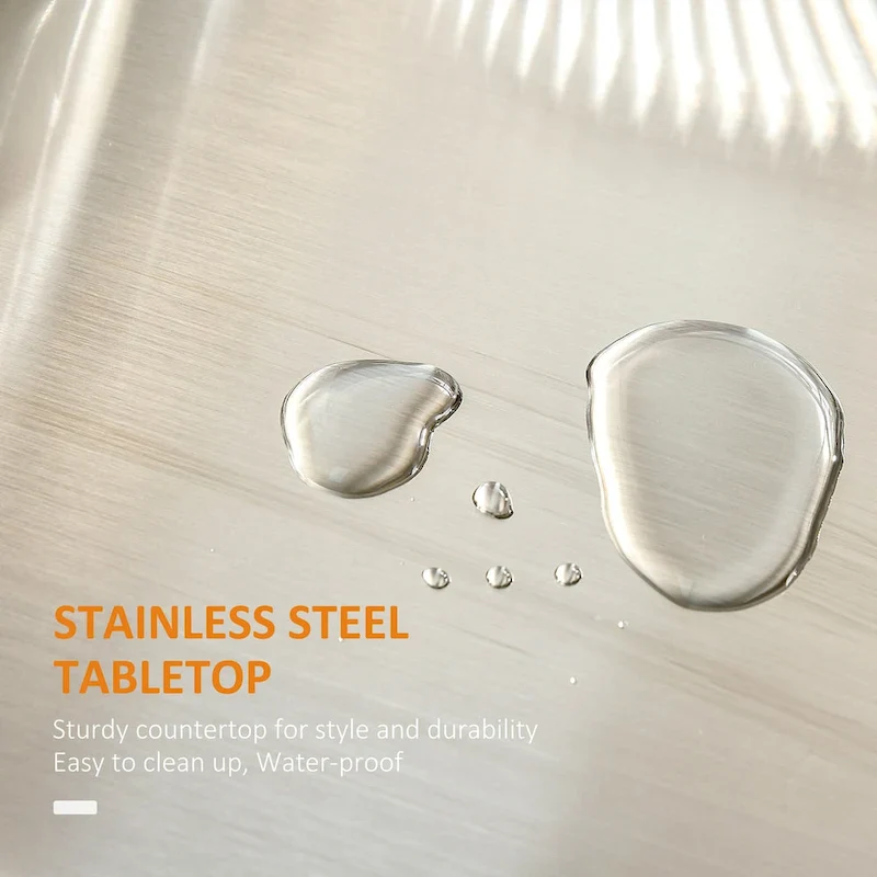 Rolling Kitchen Island on Wheels with Stainless Steel Countertop