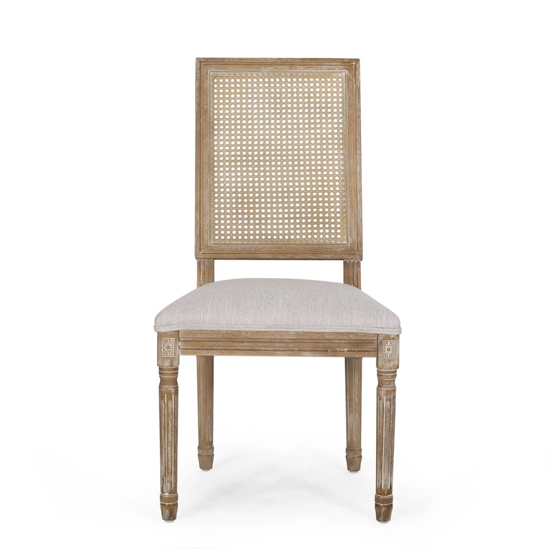 Regina Wood and Cane Upholstered Dining Chair (Set of 4) by Christopher Knight Home