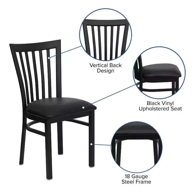 Flash Furniture Black School House Back Metal Restaurant Chair