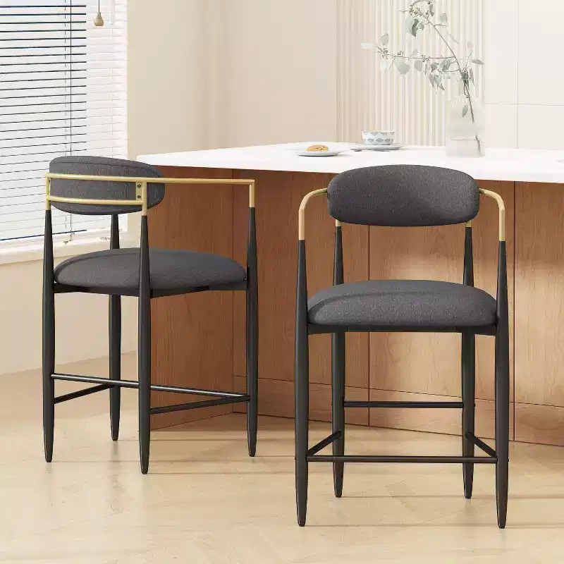 Christopher Knight Home Alger Modern Fabric Upholstered Iron 25 Inch Counter Stools (Set of 2)