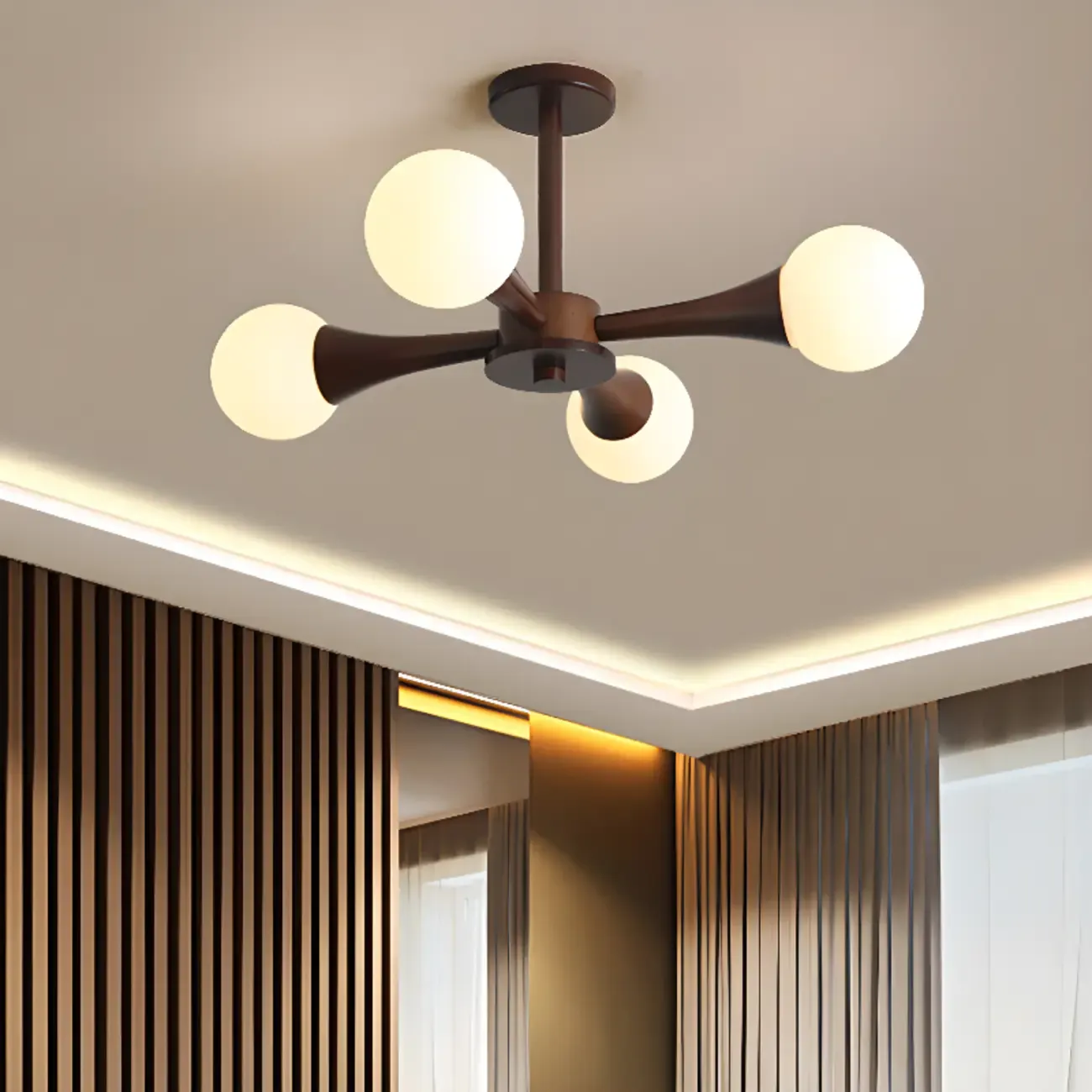 Modern Glass Semi Flush LED Ceiling Light for Living Room
