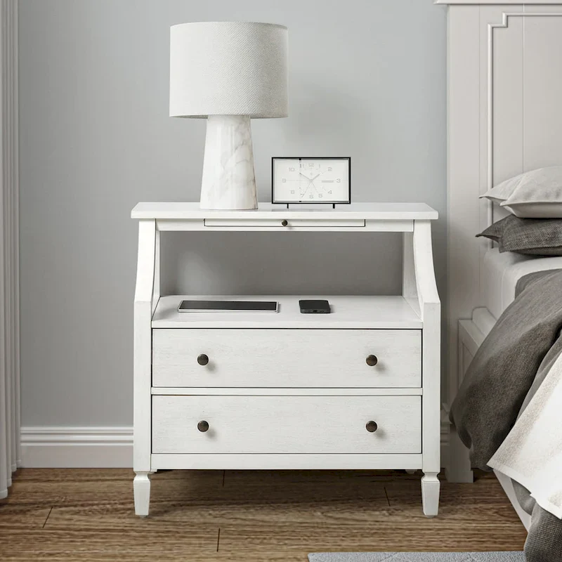 Jennifer 2 - Drawer Nightstand with Built-In Outlets and Pull-out Tray by HULALA HOME