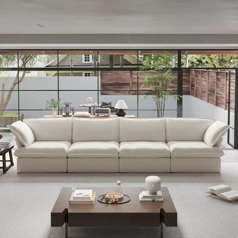 Modern Comfy Cloud Sofa Couch, Minimalist Down-Filled Sectional Sofas Couches, Cushion Covers Removable