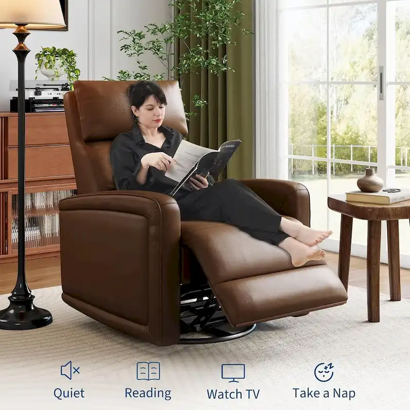 Manual Reclinder, 360 Swivel Rocking Glider Reclinder Chair with Ergonomic Backrest