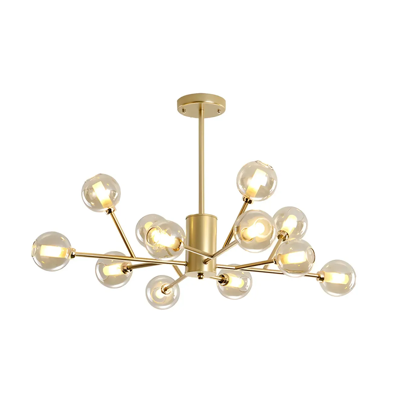 Modern Gold Metal Glass Globe Sputnik Chandelier