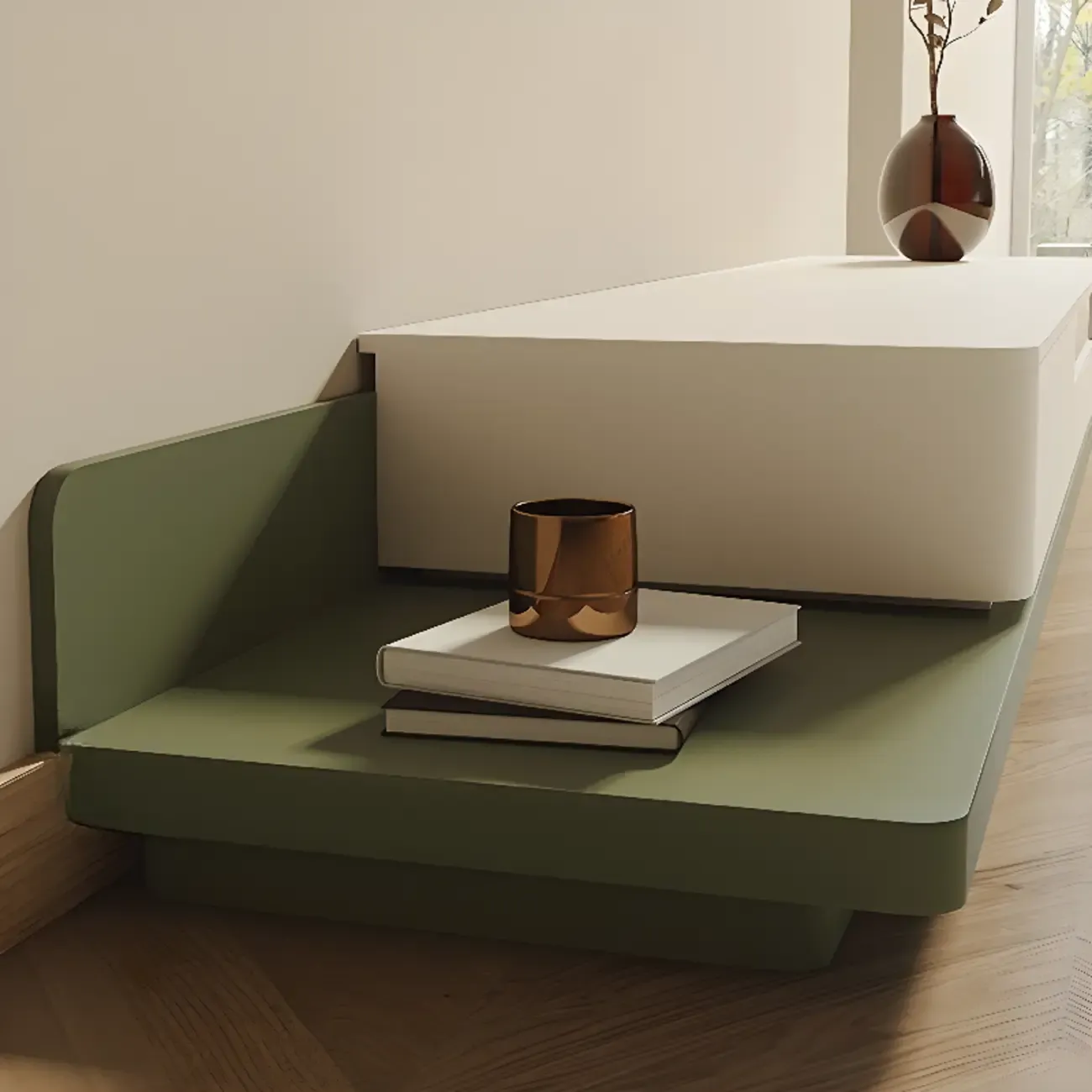 79 Green-White Wood Rectangle Cabinet TV Stand with Drawers