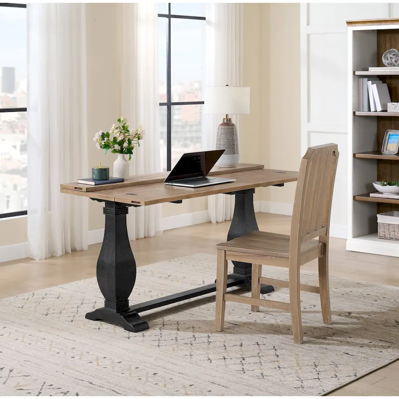 60 Solid Wood Pedestal Flip-top Sofa Console Table