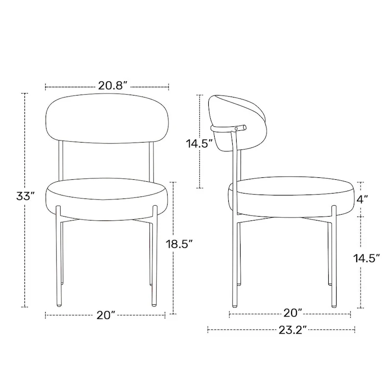 Bayville Mid-Century Curved Back Fabric Upholstered Metal Dining Chair (Set of 4)