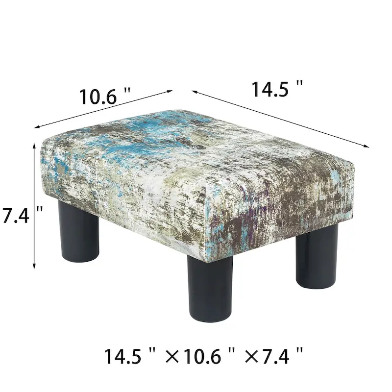 Adeco Velvet Foot Stool Ottoman with Tufted Button