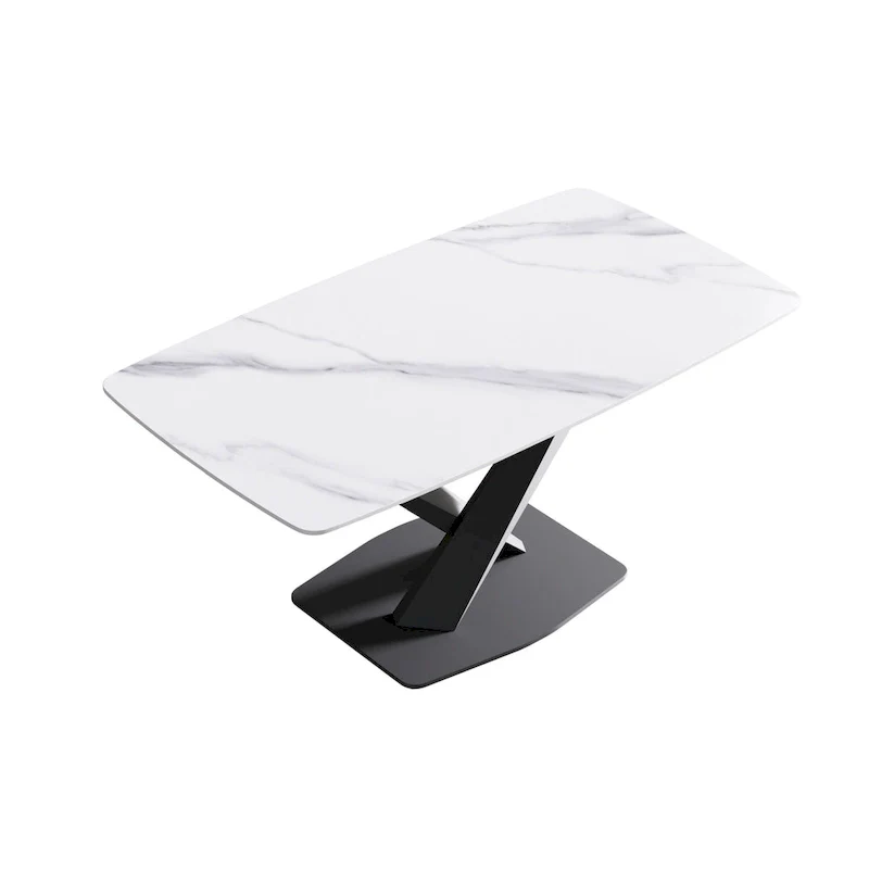 63 inch Modern White Rectangular Dining Table