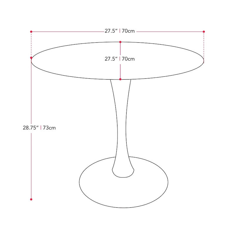 28 Round Bistro Table with Pedestal Base - N/A