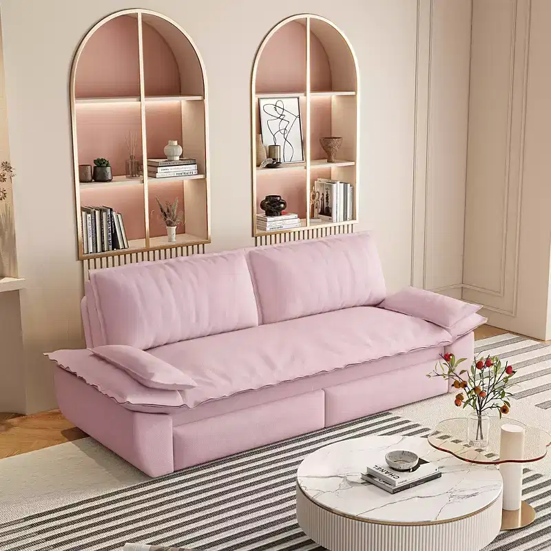 Whisen 3-in-1 Queen Velvet Sleeper Pull Out Sofa Bed, Convertible Loveseat Sofa Couch