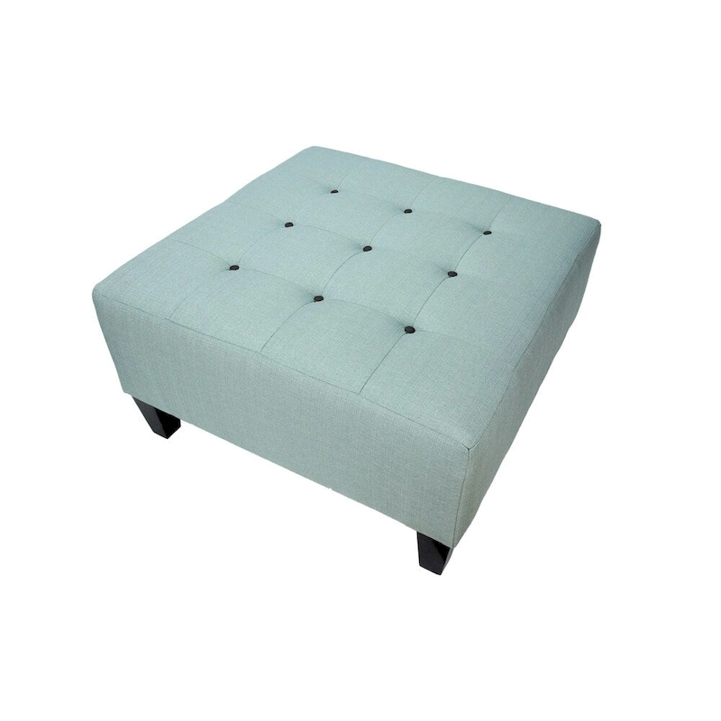 MJL Furniture MAX Button Tufted Upholstered Square Blue Ottoman