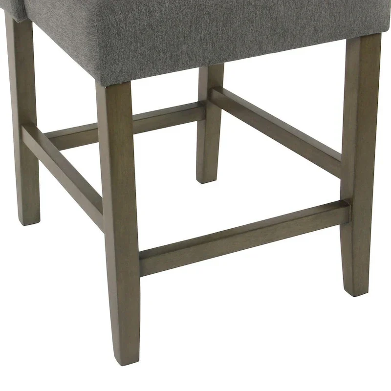High-Back Fabric Counter Stool – Pewter Gray, Single