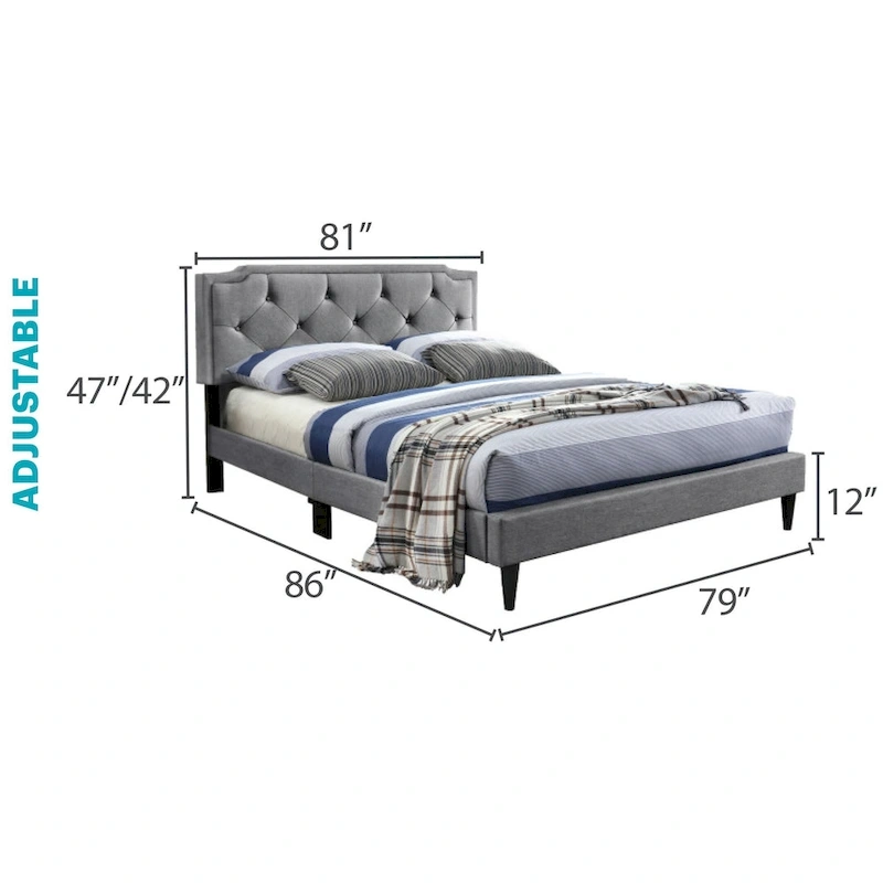 Deb Transitional Tufted Upholstered Panel Bed