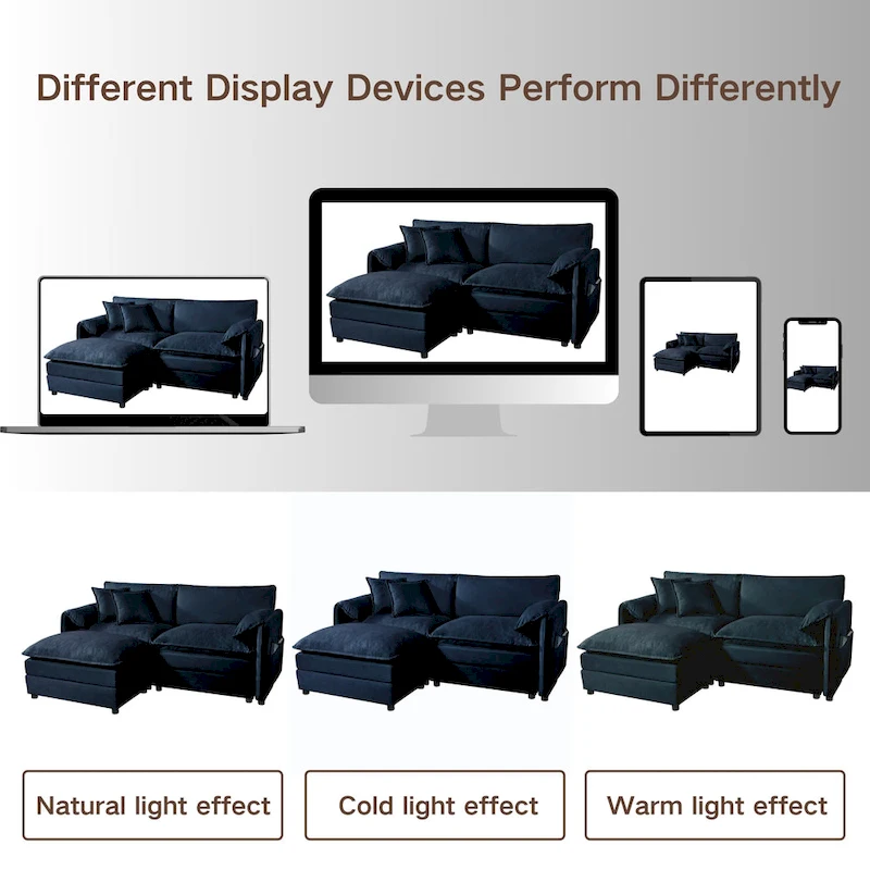 2-Piece 75.59  Chenille Cloud Loveseat Sofa Set with Deep Seat and 4 Pillows