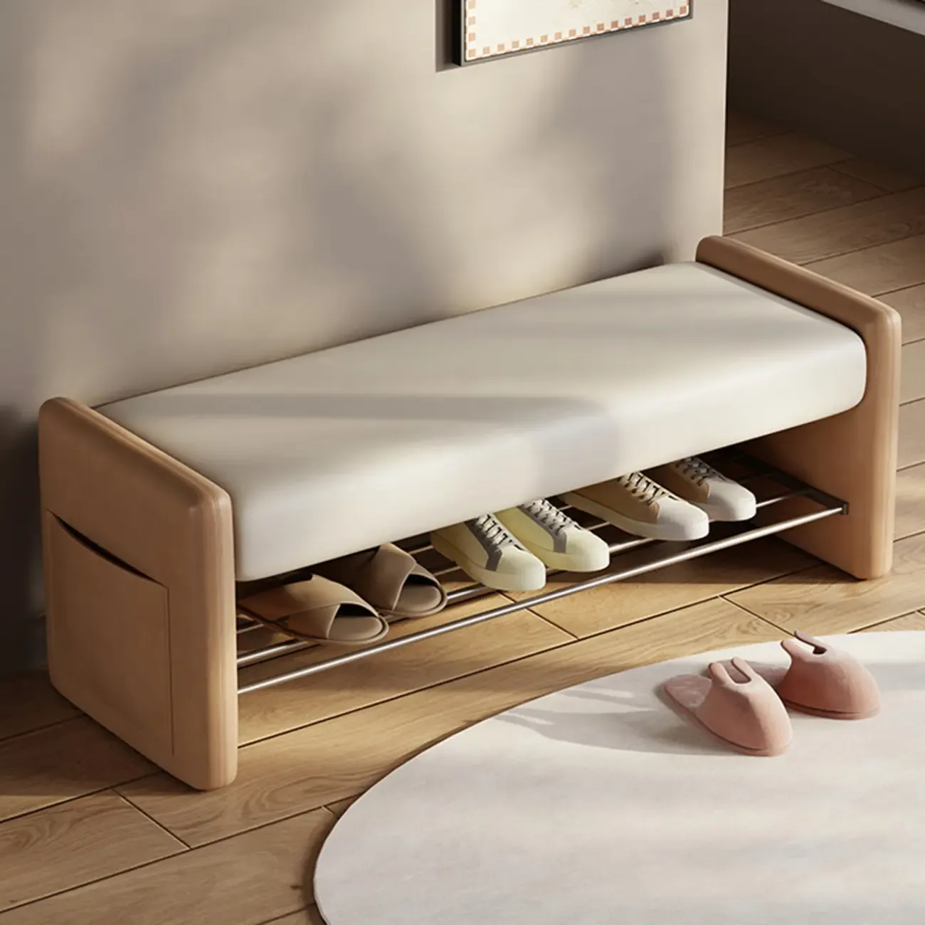 Contemporary Small Upholstered Setting Bench with Padded Seat