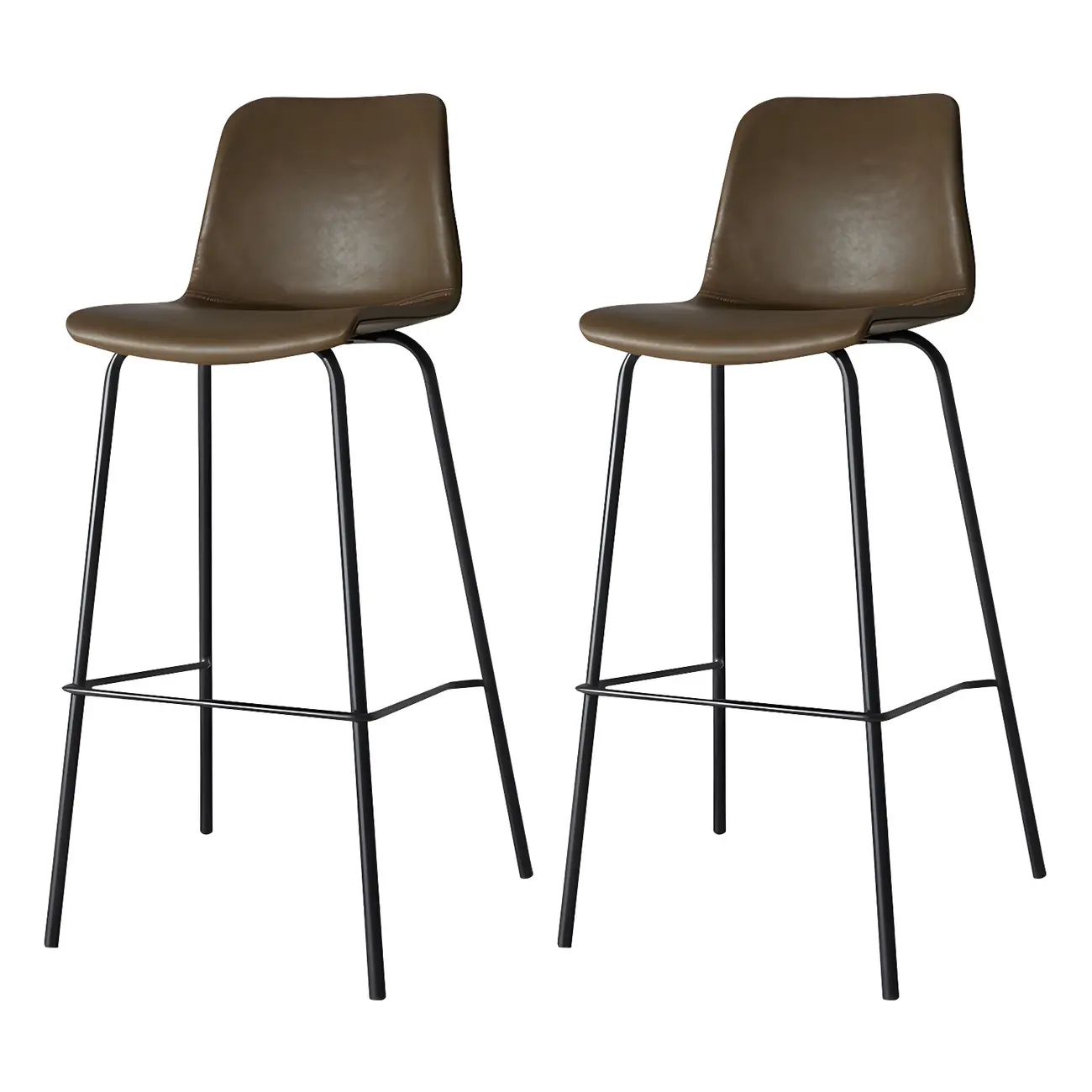 Brown Saddle Metal Frame Leather Counter Stools with Backs