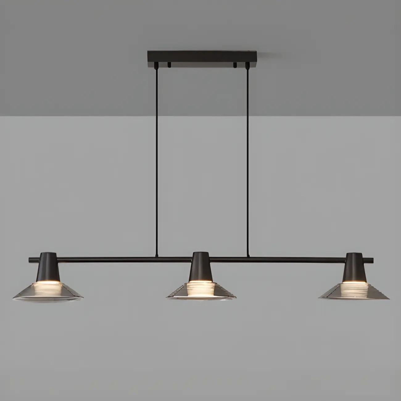 Modern Black Cone Glass 3-Light Island Light