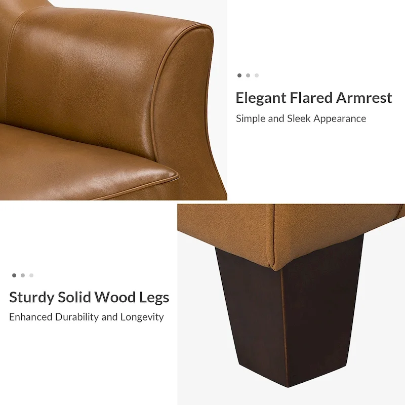 Sandra 81.5 Classic Genuine Leather Sofa With Solid Wood Legs By HULALA HOME