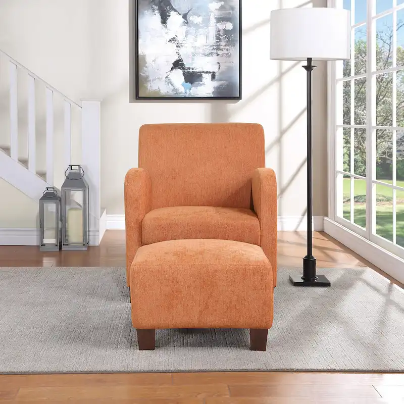 Aiden Chair & Ottoman with Espresso Legs